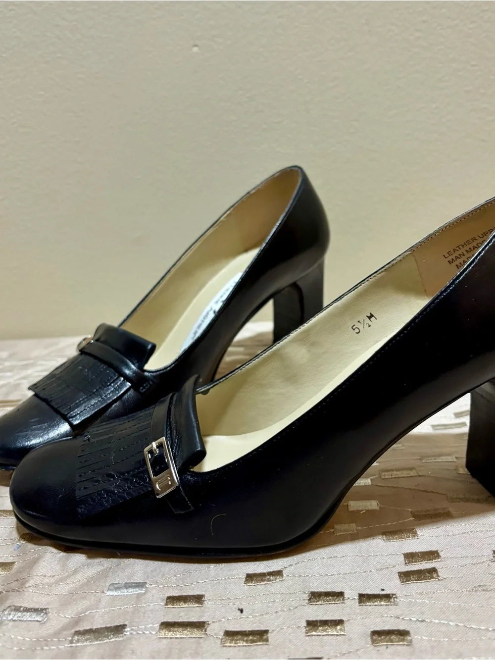 Etienne Aigner Women’s Black Leather Kiltie Loafers